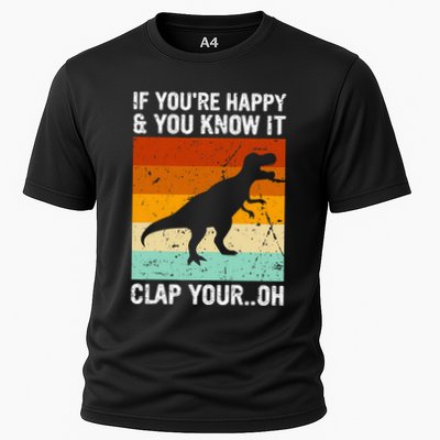 Vintage Retro If Youre Happy And You Know It T Rex Dinosaur Performance Shirt