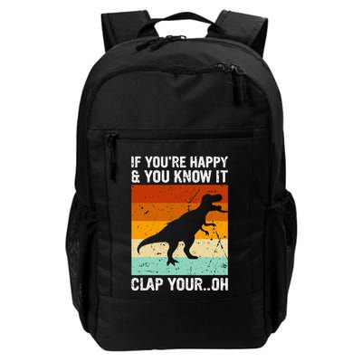 Vintage Retro If Youre Happy And You Know It T Rex Dinosaur Backpack
