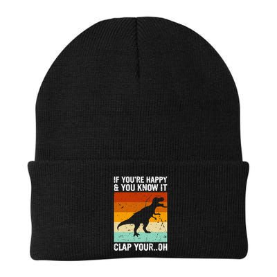 Vintage Retro If Youre Happy And You Know It T Rex Dinosaur Beanie