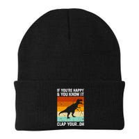 Vintage Retro If Youre Happy And You Know It T Rex Dinosaur Beanie