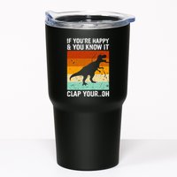 Vintage Retro If Youre Happy And You Know It T Rex Dinosaur Tumbler