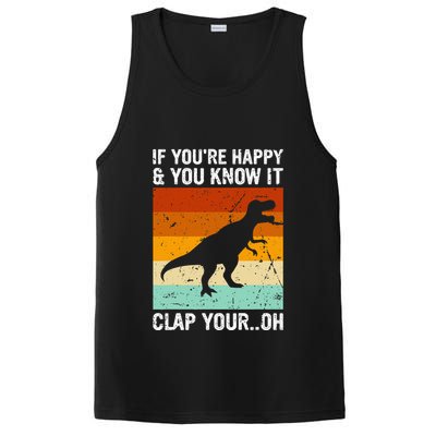 Vintage Retro If Youre Happy And You Know It T Rex Dinosaur PosiCharge Competitor Tank