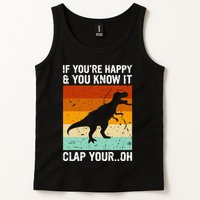 Vintage Retro If Youre Happy And You Know It T Rex Dinosaur Tank Top