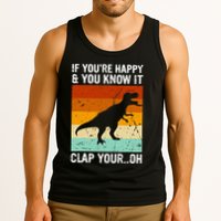 Vintage Retro If Youre Happy And You Know It T Rex Dinosaur Tank Top