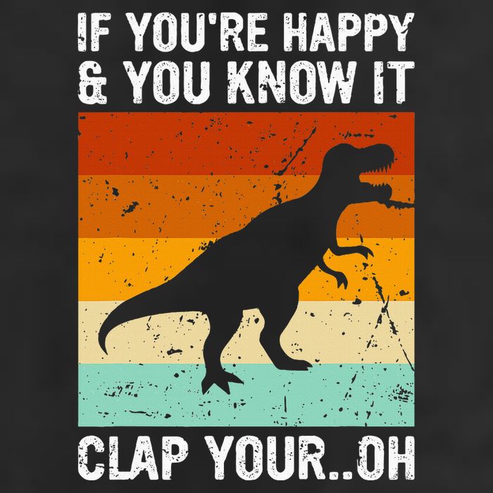 Vintage Retro If Youre Happy And You Know It T Rex Dinosaur Golf Towel