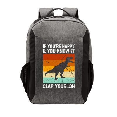 Vintage Retro If Youre Happy And You Know It T Rex Dinosaur Vector Backpack