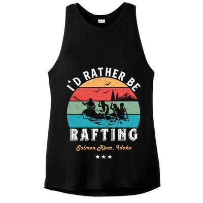 Vintage Retro I'd Rather Be Water Rafting Salmon River Idaho Gift Ladies PosiCharge Tri-Blend Wicking Tank