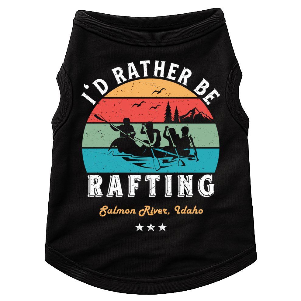 Vintage Retro I'd Rather Be Water Rafting Salmon River Idaho Gift Doggie Tank