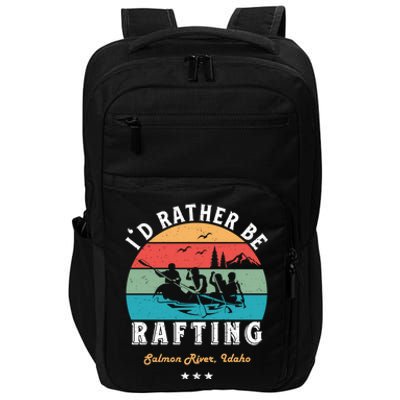 Vintage Retro I'd Rather Be Water Rafting Salmon River Idaho Gift Impact Tech Backpack