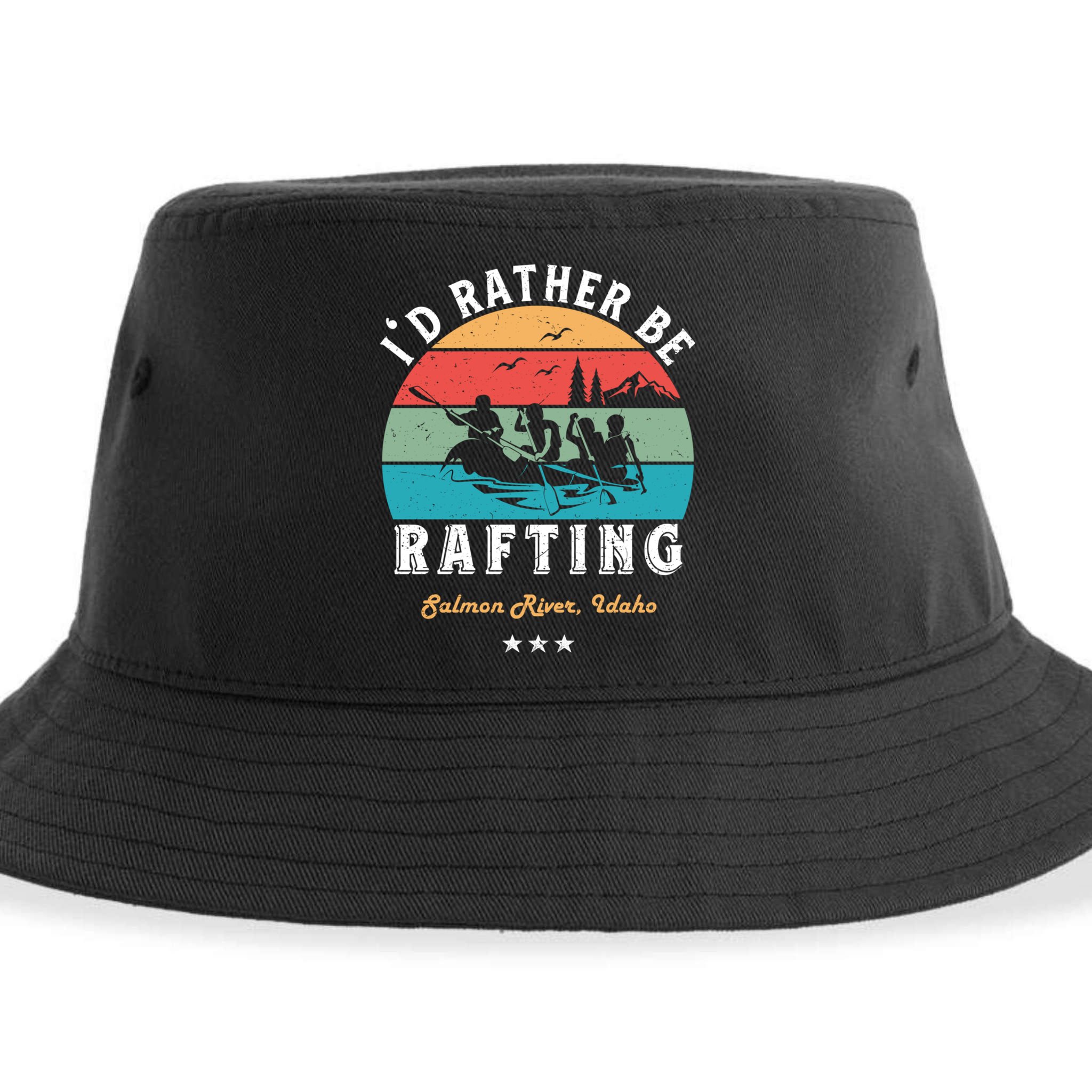Vintage Retro I'd Rather Be Water Rafting Salmon River Idaho Gift Sustainable Bucket Hat