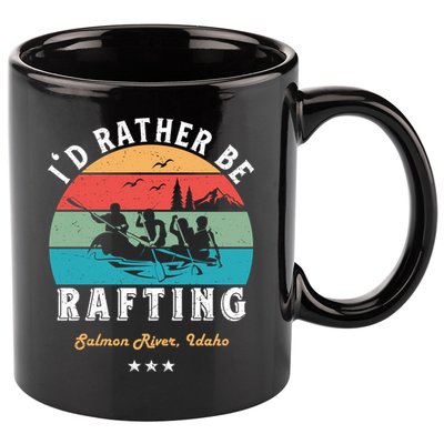 Vintage Retro I'd Rather Be Water Rafting Salmon River Idaho Gift 11oz C Handle Ceramic Mug