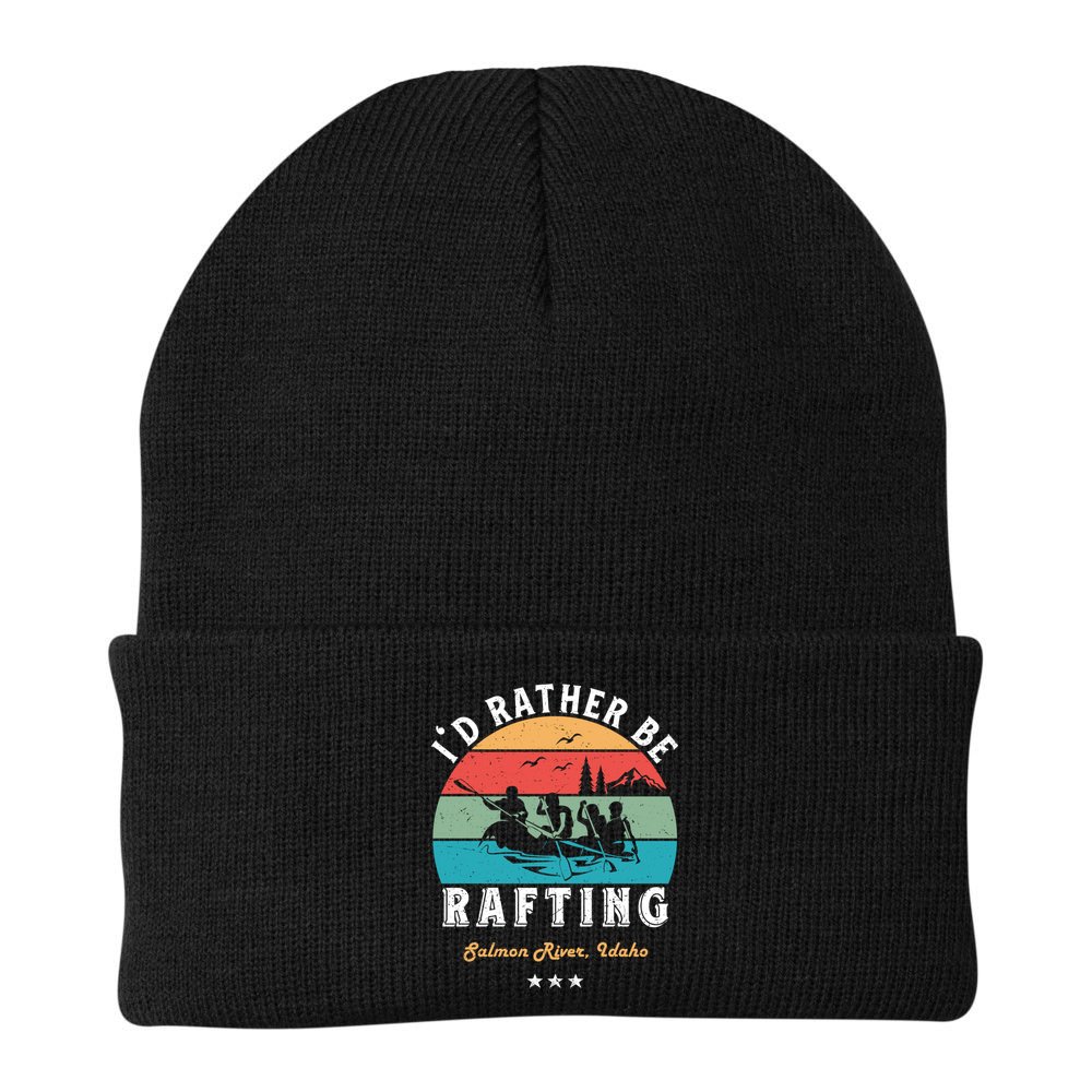 Vintage Retro I'd Rather Be Water Rafting Salmon River Idaho Gift Beanie