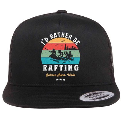 Vintage Retro I'd Rather Be Water Rafting Salmon River Idaho Gift Flat Bill Trucker Hat
