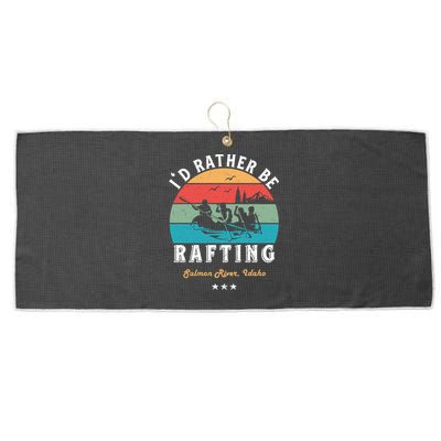 Vintage Retro I'd Rather Be Water Rafting Salmon River Idaho Gift Large Microfiber Waffle Golf Towel