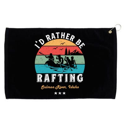 Vintage Retro I'd Rather Be Water Rafting Salmon River Idaho Gift Grommeted Golf Towel