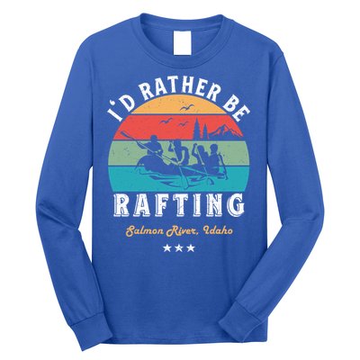 Vintage Retro I'd Rather Be Water Rafting Salmon River Idaho Gift Long Sleeve Shirt