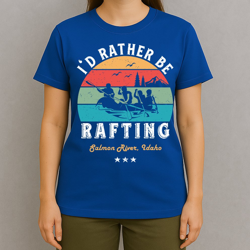 Vintage Retro I'd Rather Be Water Rafting Salmon River Idaho Gift T-Shirt
