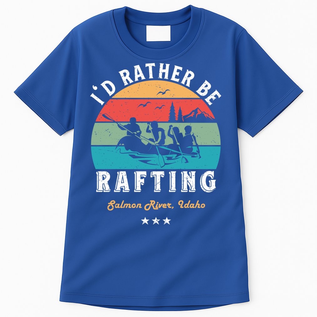 Vintage Retro I'd Rather Be Water Rafting Salmon River Idaho Gift Tall T-Shirt