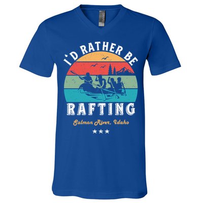 Vintage Retro I'd Rather Be Water Rafting Salmon River Idaho Gift V-Neck T-Shirt