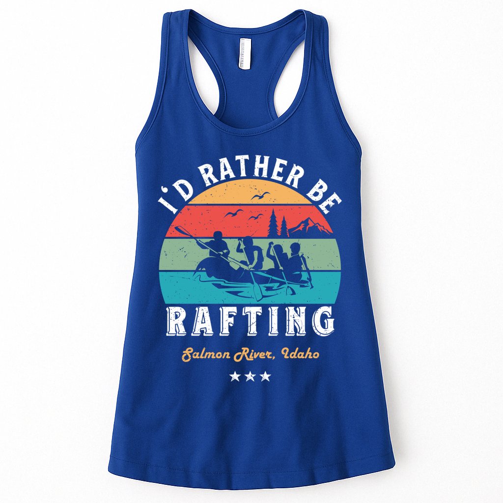 Vintage Retro I'd Rather Be Water Rafting Salmon River Idaho Gift Womens Tank Top