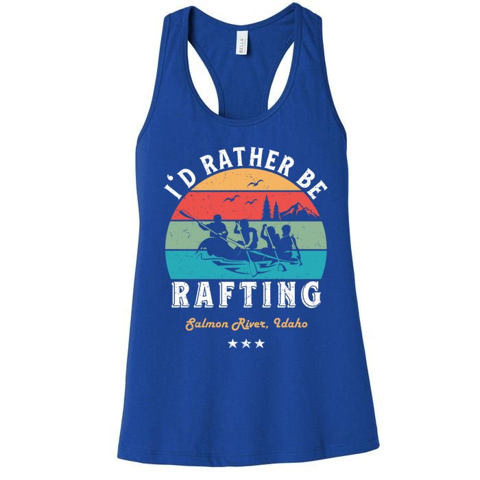 Vintage Retro I'd Rather Be Water Rafting Salmon River Idaho Gift Women's Racerback Tank