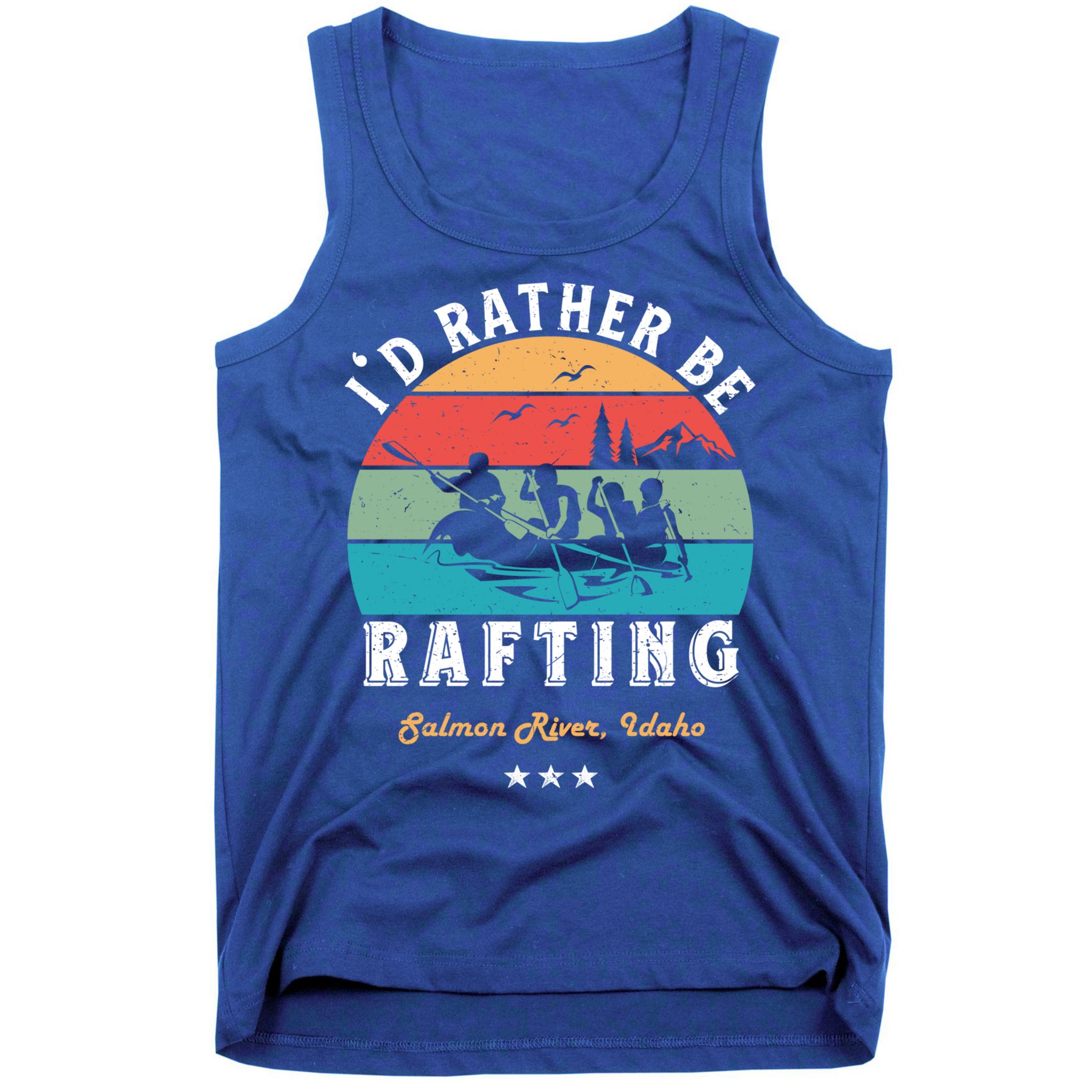 Vintage Retro I'd Rather Be Water Rafting Salmon River Idaho Gift Tank Top