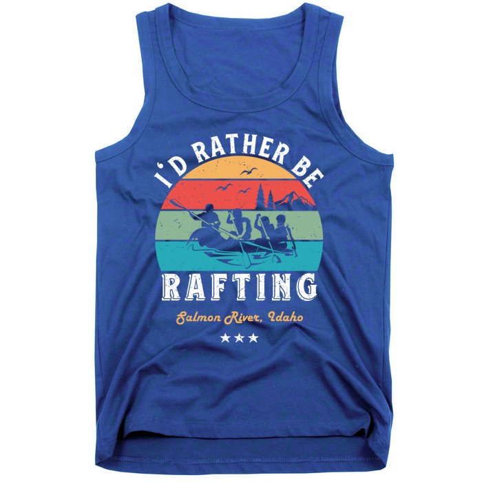 Vintage Retro I'd Rather Be Water Rafting Salmon River Idaho Gift Tank Top