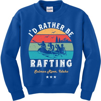 Vintage Retro I'd Rather Be Water Rafting Salmon River Idaho Gift Kids Sweatshirt