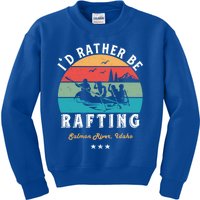 Vintage Retro I'd Rather Be Water Rafting Salmon River Idaho Gift Kids Sweatshirt