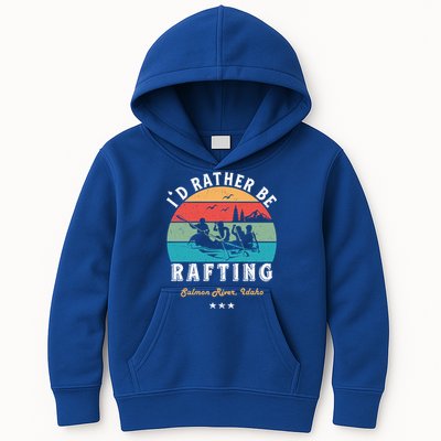 Vintage Retro I'd Rather Be Water Rafting Salmon River Idaho Gift Kids Hoodie