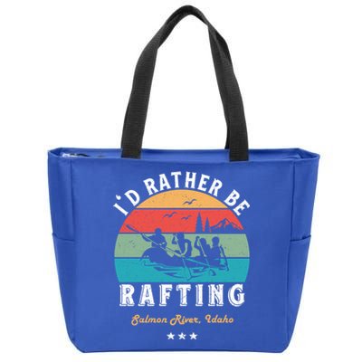 Vintage Retro I'd Rather Be Water Rafting Salmon River Idaho Gift Zip Tote Bag