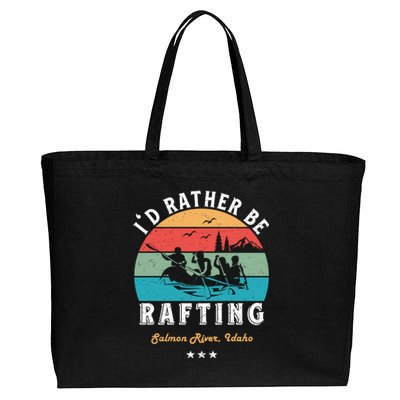 Vintage Retro I'd Rather Be Water Rafting Salmon River Idaho Gift Cotton Canvas Jumbo Tote