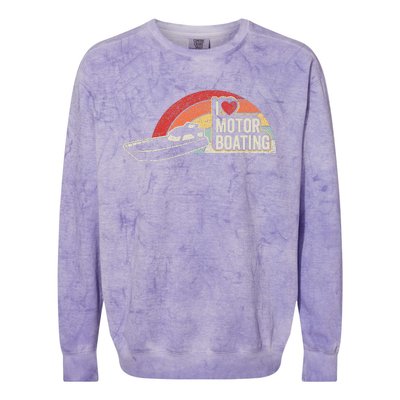 Vintage Retro I Love Motor Boating Funny Boater Colorblast Crewneck Sweatshirt