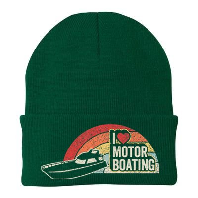 Vintage Retro I Love Motor Boating Funny Boater Knit Cap Winter Beanie