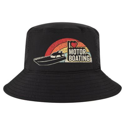 Vintage Retro I Love Motor Boating Funny Boater Cool Comfort Performance Bucket Hat