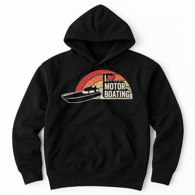 Vintage Retro I Love Motor Boating Funny Boater Hoodie