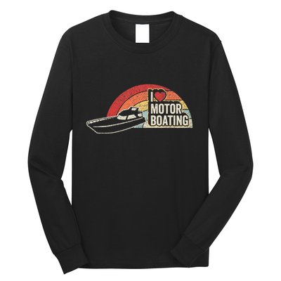 Vintage Retro I Love Motor Boating Funny Boater Long Sleeve Shirt