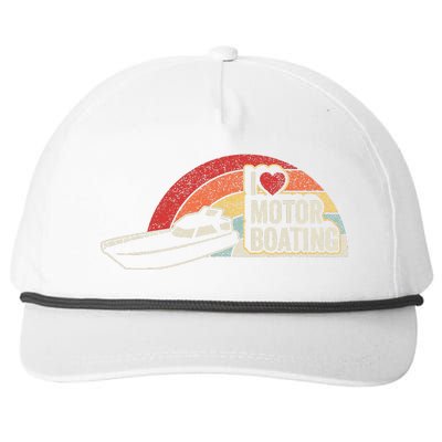 Vintage Retro I Love Motor Boating Funny Boater Snapback Five-Panel Rope Hat