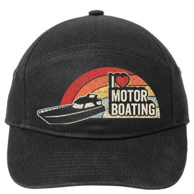 Vintage Retro I Love Motor Boating Funny Boater 7-Panel Snapback Hat