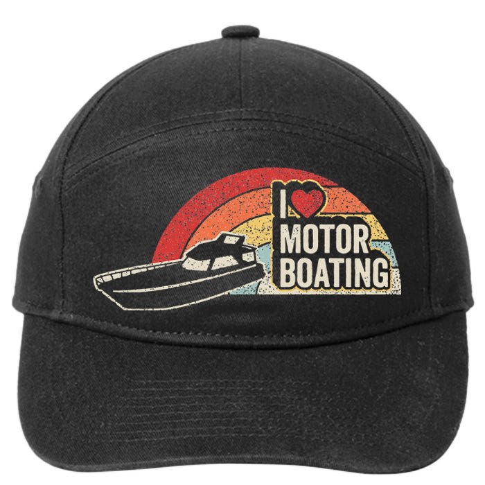 Vintage Retro I Love Motor Boating Funny Boater 7-Panel Snapback Hat