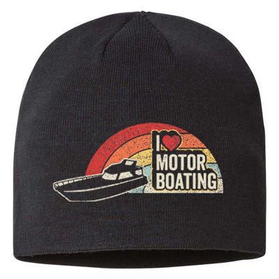 Vintage Retro I Love Motor Boating Funny Boater Sustainable Beanie