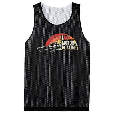 Vintage Retro I Love Motor Boating Funny Boater Mesh Reversible Basketball Jersey Tank