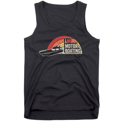 Vintage Retro I Love Motor Boating Funny Boater Tank Top