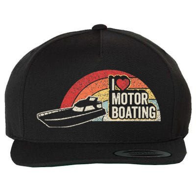 Vintage Retro I Love Motor Boating Funny Boater Wool Snapback Cap