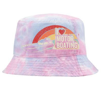 Vintage Retro I Love Motor Boating Funny Boater Tie-Dyed Bucket Hat