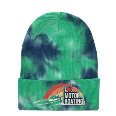 Vintage Retro I Love Motor Boating Funny Boater Tie Dye 12in Knit Beanie