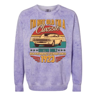 Vintage Retro I'm Not Old I'm A Classic 1923 100th Birthday Classic Car Lover Colorblast Crewneck Sweatshirt