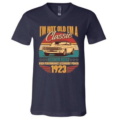 Vintage Retro I'm Not Old I'm A Classic 1923 100th Birthday Classic Car Lover V-Neck T-Shirt