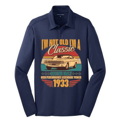 Vintage Retro I'm Not Old I'm A Classic 1933 90th Birthday Classic Car Lover Silk Touch Performance Long Sleeve Polo