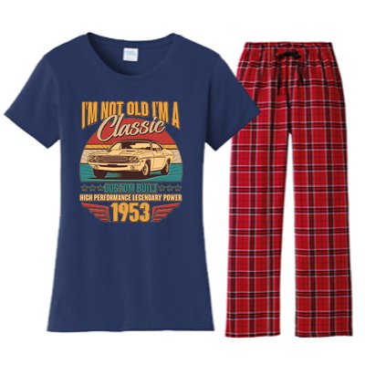 Vintage Retro I'm Not Old I'm A Classic 1953 70th Birthday Classic Car Lover Women's Flannel Pajama Set